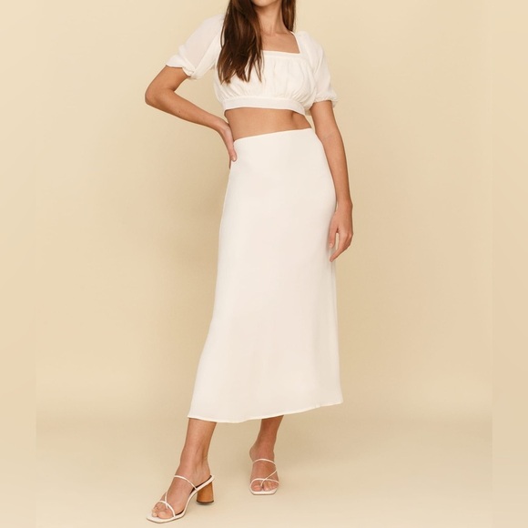 Reformation Two Piece Set | Top & Midi Skirt | Ivory | Size: 8 - Picture 1 of 6